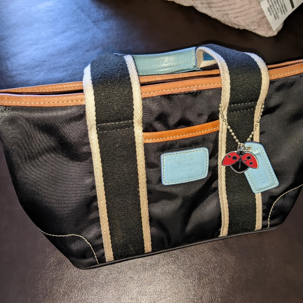 Coach black satin Y2K mini tote